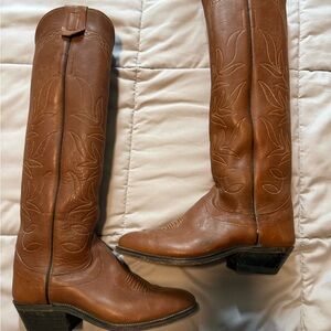 Olathe Boot Co. Women's Over-the-Knee Brown Leather Cowboy Boots